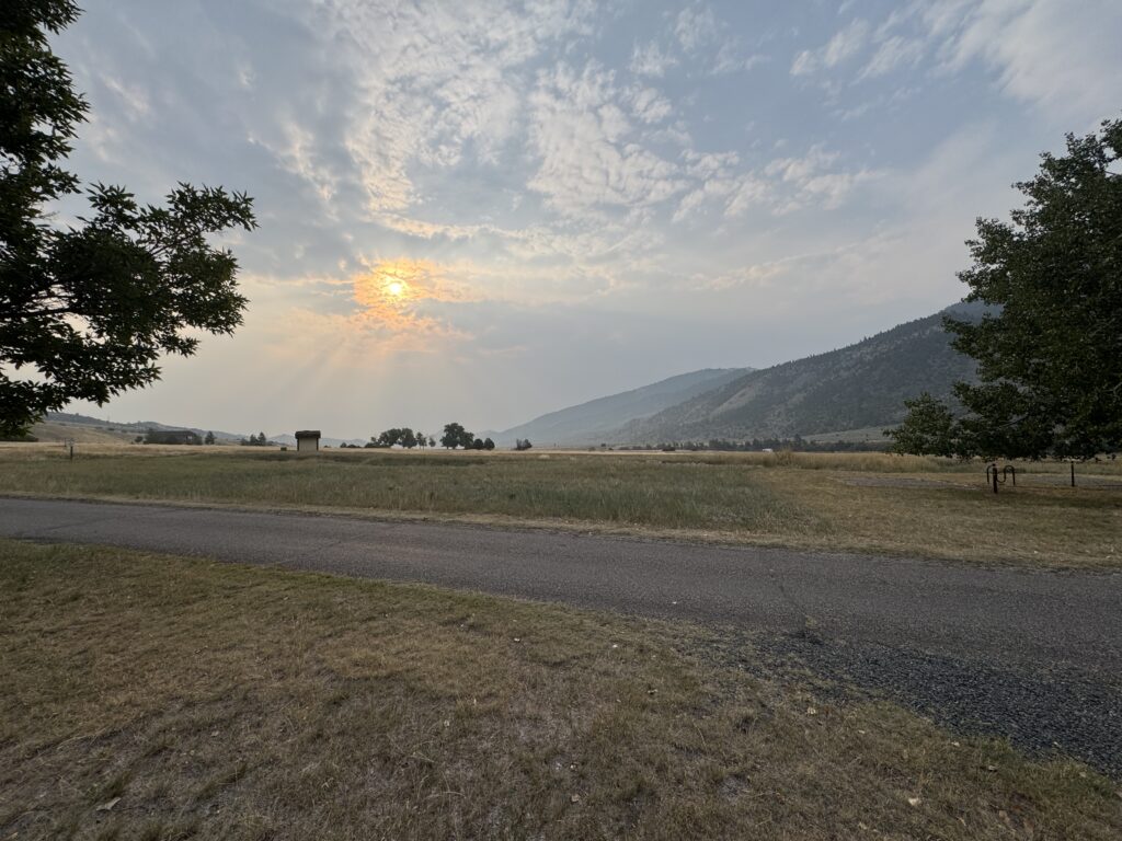 View from our campsite at Lewis and Clark Caverns Campground